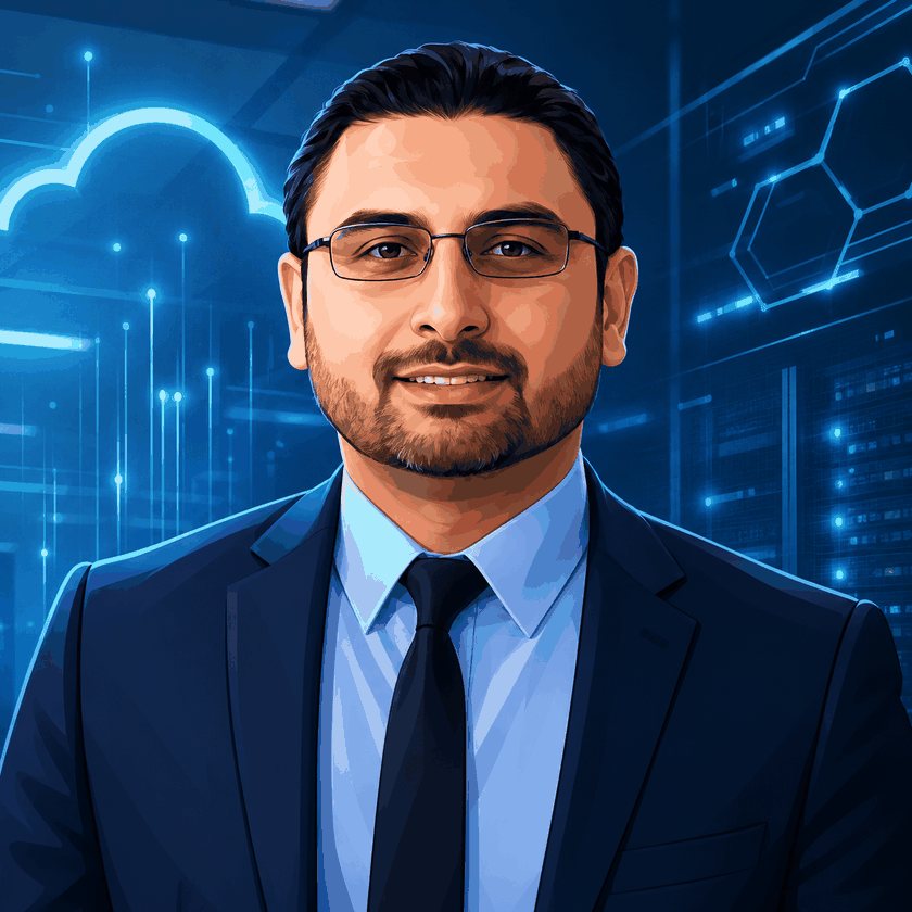 Illustrated portrait of Mike Parker, CEO & Co-Founder of CRC Cloud