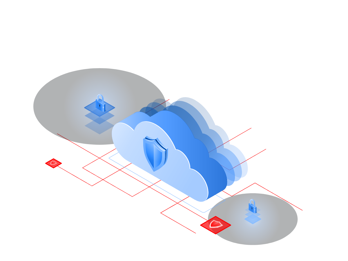 protected cloud with blue defence
